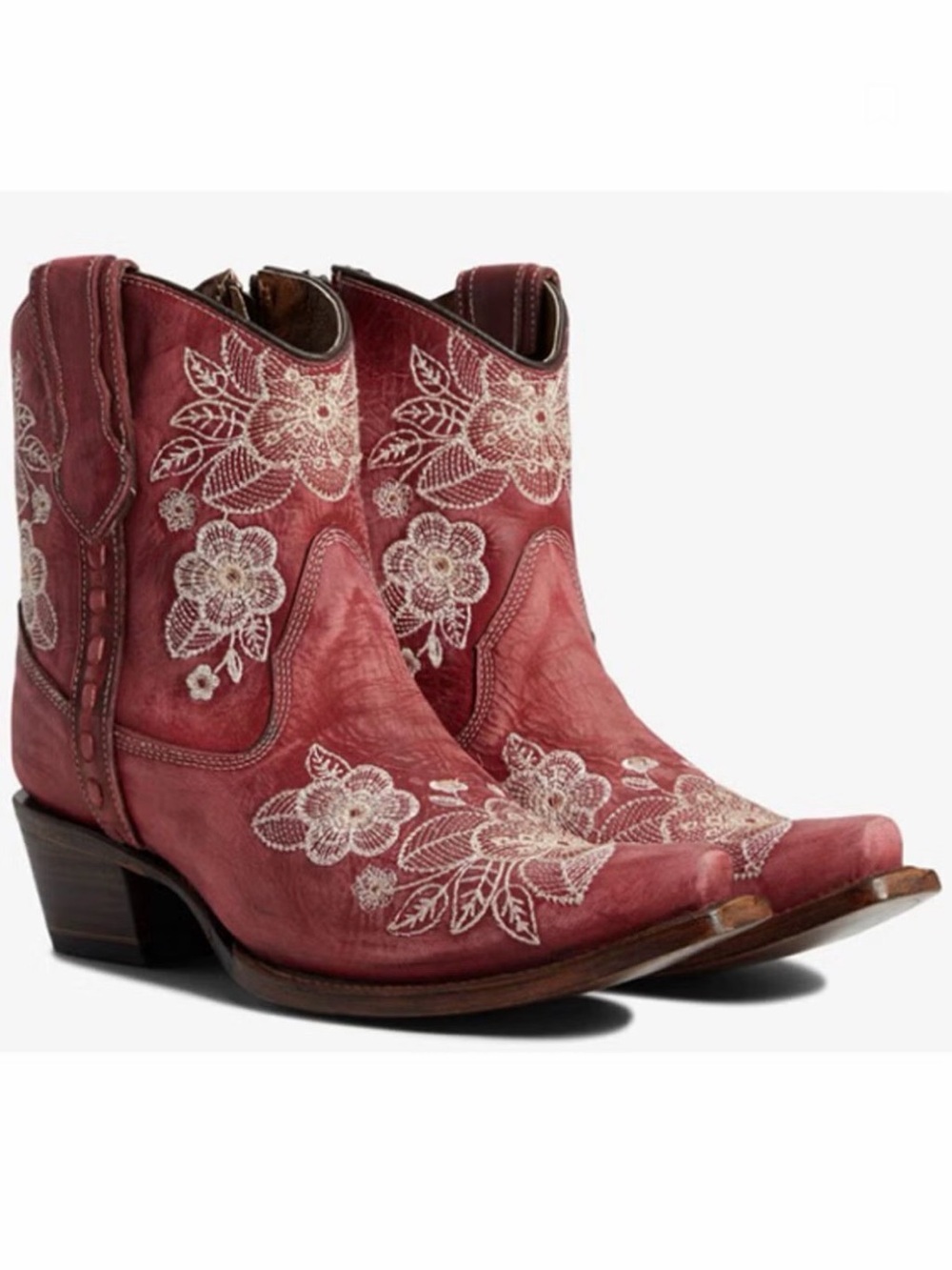 CIRCLE G Women’s Flowered Embroidery Ankle Western Bootie’s Snip Toe size 6.5